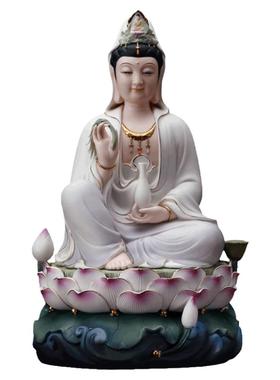 观世音菩萨佛堂佛像摆件德化陶瓷