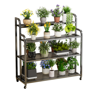 花架子置物架阳台客厅落地式镀锌防腐移动铁艺架多层多肉花盆托架