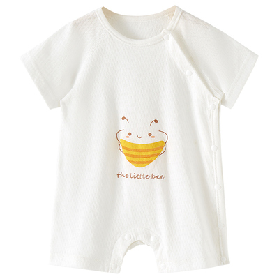 夏季斜开扣纯棉连体衣