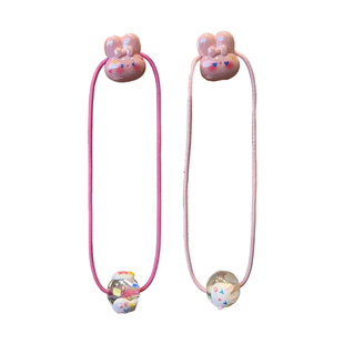 可爱小兔小熊纯手工彩绘AB款儿童发绳宝宝扎马尾发圈绕绕皮筋头饰