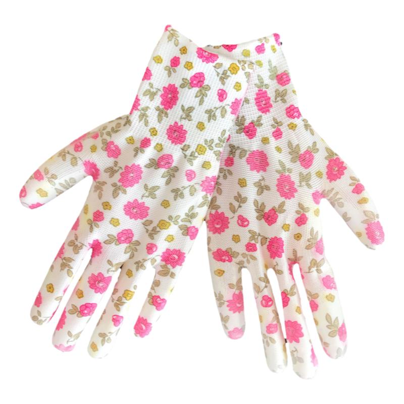 薄款劳保手套女士带胶耐磨防滑工作尼龙花色PU涂掌透气防静电农用