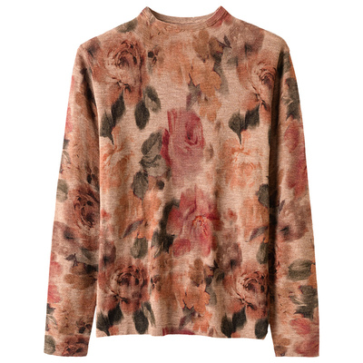 旺秋半高领水溶羊毛针织上衣