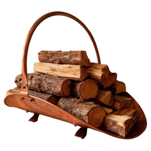壁炉木柴架手提式柴火搬运收纳架小空间堆柴架冬民俗柴篮铁艺柴框