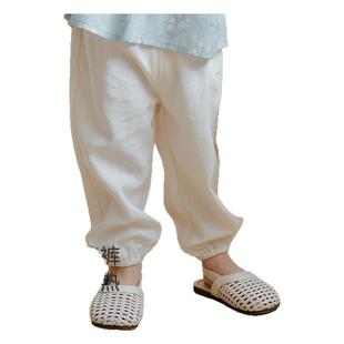 Oak Family夏季宝宝束脚长裤天丝亚麻休闲裤儿童运动裤男童女童