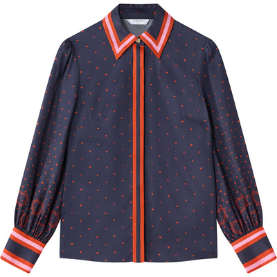 LKBENNETT深蓝撞色复古通勤衬衫