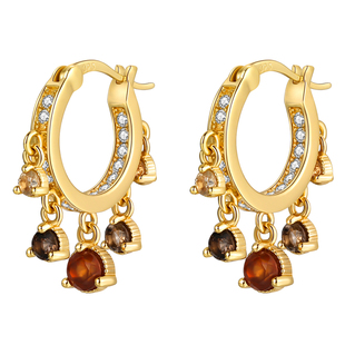 《落日摩天轮》耳圈原创设计芬达石镶钻耳环银镀金高级感小众耳饰