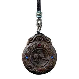 天然老料印尼加里曼丹沉香吊坠十二生肖挂件文玩木质兔子挂坠男女