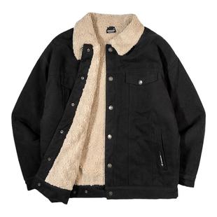 bdpowerup冬季巴恩风加厚羊羔绒外套男宽松加绒保暖棉服夹克外套