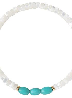 如印珠宝18k金天然马蹄螺白贝壳手串菱镁矿绿松石串珠手链女小众