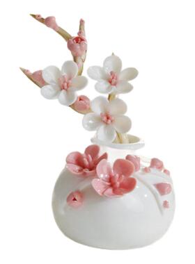 景德镇陶瓷花瓶加梅花枝套组玫瑰组合精美摆件茶台客厅装饰花香薰