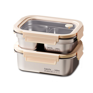 不锈钢饭盒微波炉加热保鲜便当盒上班族分格水果密封学生带饭餐盒