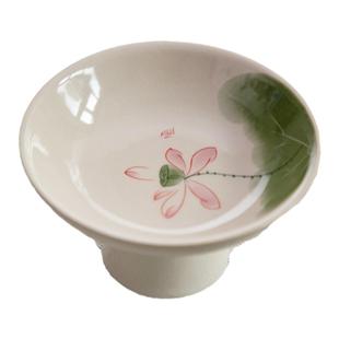 中式茶点盘简约家用高足精致果盘陶瓷点心盘喝茶糕点干果零食碟子