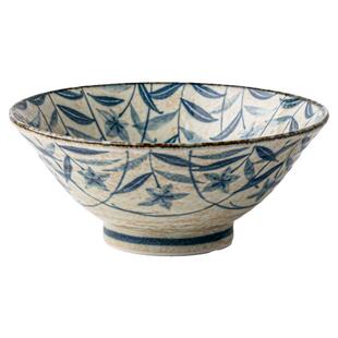 巷子尾〖日本进口餐具〗桔梗7英寸斗笠碗釉下彩陶瓷碗日式拉面碗