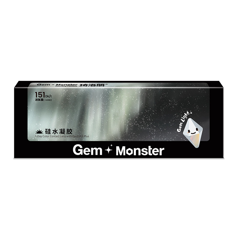 琦洛丽日抛10片硅水凝胶美瞳装明基GemMonster彩色隐形眼镜高透氧