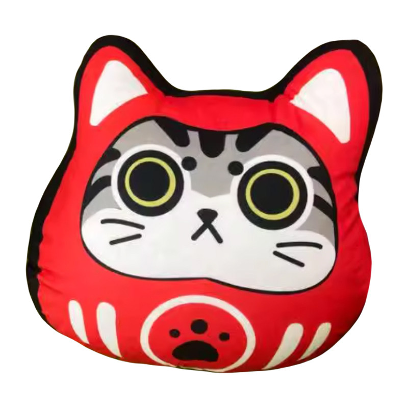 新款红色小猫招财猫异形客厅异形靠垫抱枕创意