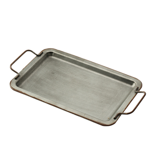 复古做旧铁艺带把提手收纳盘长方面包盘托盘拍摄道具摆件西餐盘