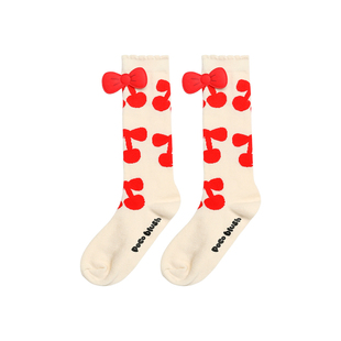 pocoblush【红了樱桃】提花高筒袜女童春季新款立体蝴蝶结儿童袜
