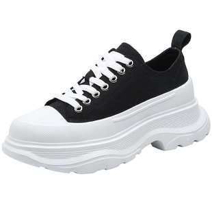 ins情侣板鞋松糕小白鞋男女黑白色高帮帆布马丁靴小众厚底老爹鞋