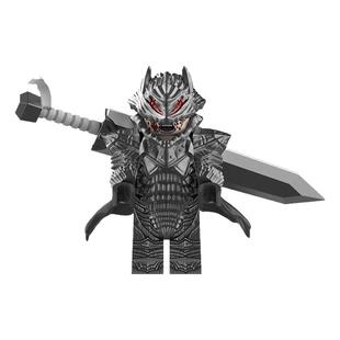 中国积木格斯剑风传奇战马黑色剑士益智拼装型儿童积木玩具小人仔