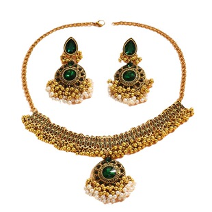 Indian bride wedding necklace earrings印度民族风复古吊坠项链