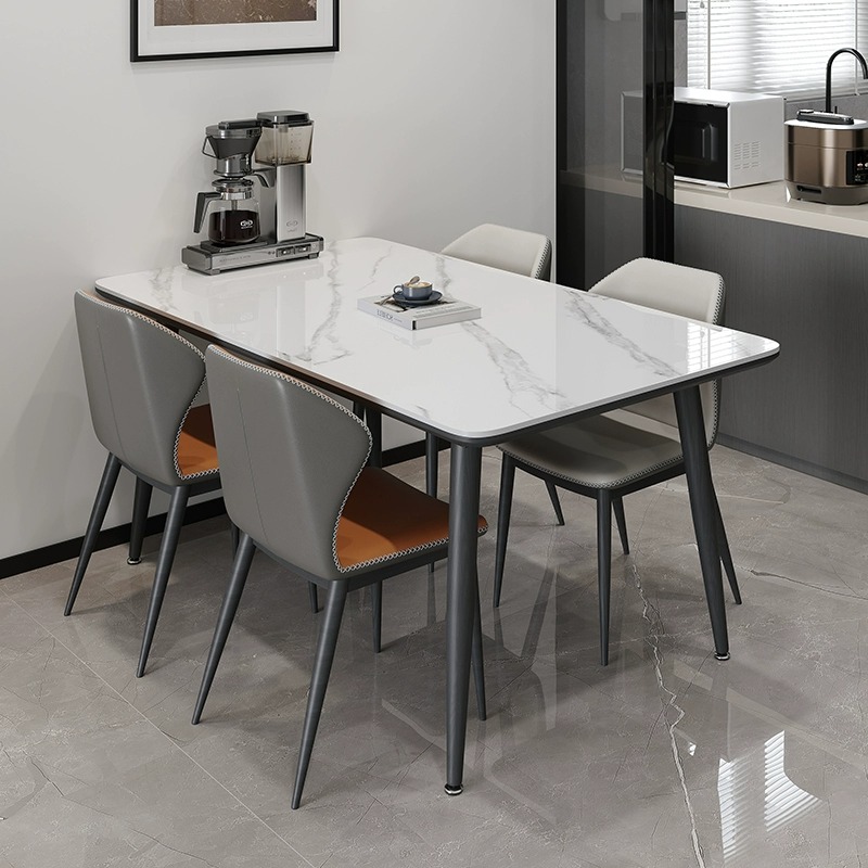 蓝色理想岩板餐桌客厅家用极简轻奢出租房长方形吃饭桌子现代简约