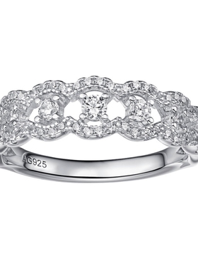 花边蕾丝女王满钻戒指女925银