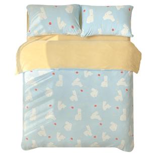小兔与冬日 奶fufu原创奶油绒四件套床单被套床笠可爱冬毛绒保暖
