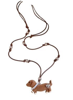 「嗔三酱」皮革珍珠串珠小狗吊坠项链美拉德个性甜酷风锁骨链项饰