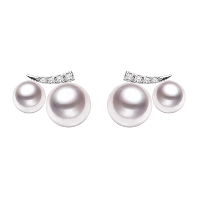 GiO珠宝微笑18K金akoya海水珍珠小灯泡耳钉耳环女四喜童谣同款