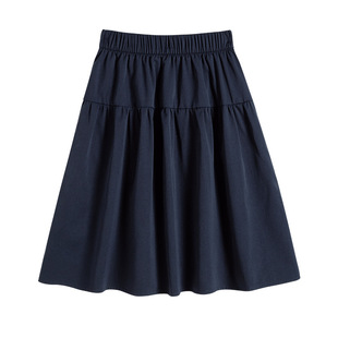 日系藏青色半身裙女春夏薄款2026新款高腰宽松a字半裙小个子短裙