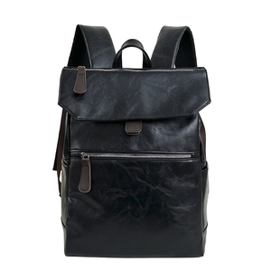 高级感男士防水PU皮质双肩包大容量电脑背包大学生书包旅行背包女