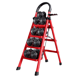 家用梯子人字梯折叠伸缩加厚合金爬梯乔迁之喜红色踏步梯十大品牌