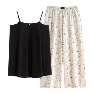 悦内带胸垫睡衣女夏款夏季夏天纯棉吊带背心阔腿裤长裤家居服套装