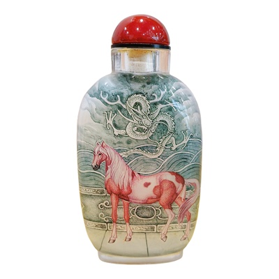匠心独韵内画鼻烟壶马年精致特色创意礼物幸运马龙马精神图