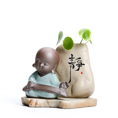 创意紫砂禅意小和尚茶宠摆件
