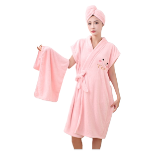 浴巾女家用比全棉吸水柔软可穿式大人洗澡裹巾学生浴袍式浴裙睡衣
