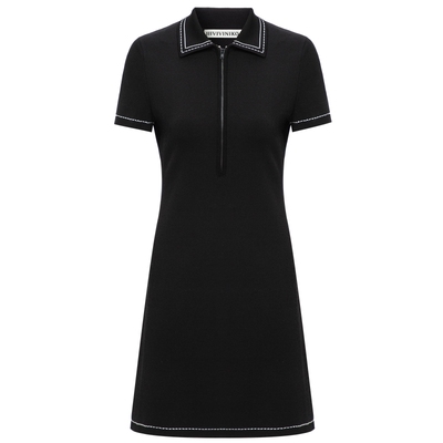 IIIVIVINIKO2025夏新款时尚Polo领A字收腰连衣裙女B521171666D