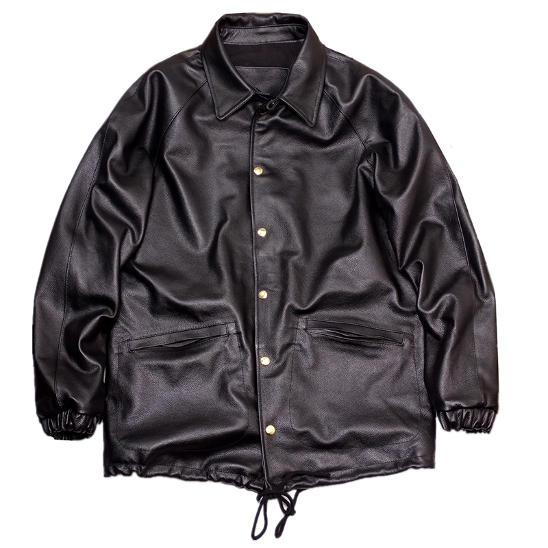 国产荔枝纹头层牛皮天神教练员服男廓形中款真皮皮衣