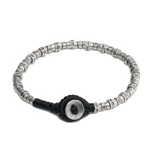 RONINMADE复古小众古尾花银手链男女情侣礼物蜡绳手串银饰中古