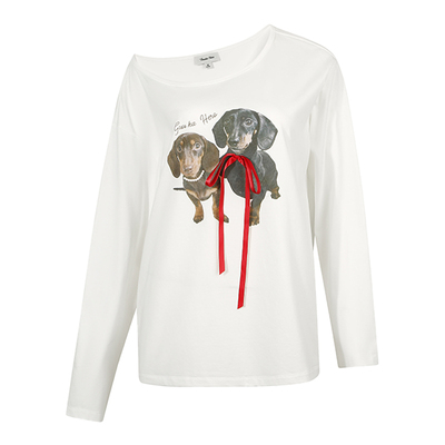 GUUKAHERO腊肠狗印花宽松长袖T