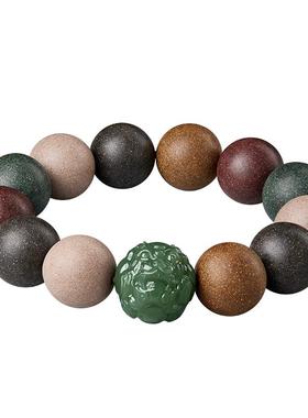 男女和田玉貔貅五彩合香珠手串