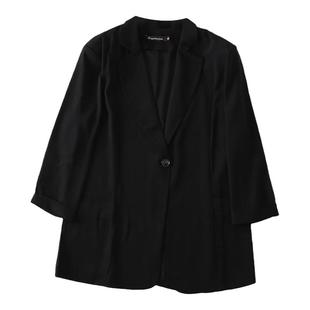 大码女装2026新款胖mm夏装宽松翻领七分袖开衫轻薄西装外套上衣服