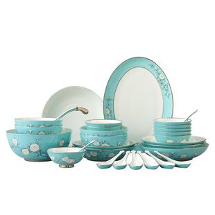 永丰源 手绘蓝22/29/58头餐具套装 高档陶瓷碗盘碟餐具家用乔迁礼