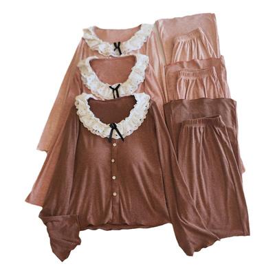 莫代尔暖绒睡衣女春秋冬季家居服