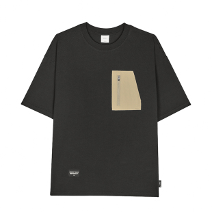 GWIT 夏季重磅拼接口袋撞色cleanfit体恤半袖潮牌纯棉短袖T恤男