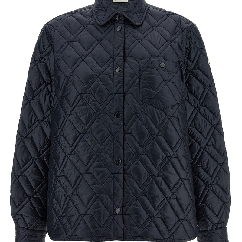 MONCLER 盟可睐女士藏蓝色菱格衬衫羽绒服 26早春新款 意大利代购
