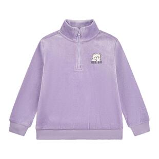 乔丹儿童卫衣加绒2025秋季立领半拉链小童女童生活针织上衣套头衫