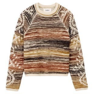 【季末7折起】bash冬季彩条纹内搭绵羊毛混纺针织衫上衣1H25CLOD