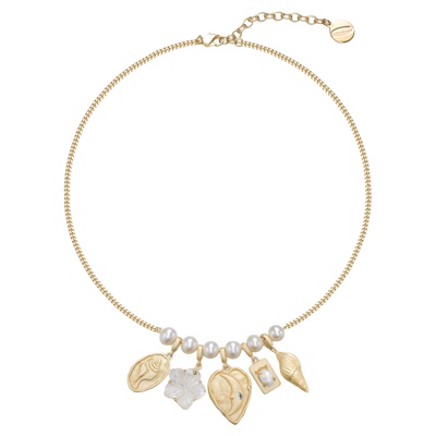 lostinecho珍珠贝壳金币项链