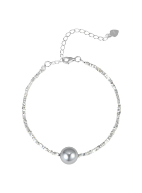 s925纯银施家珍珠灰色项链